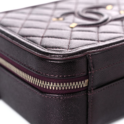 Chanel Iridescent Caviar Quilted Medium CC Filigree Vanity Case Burgundy 8 of 15