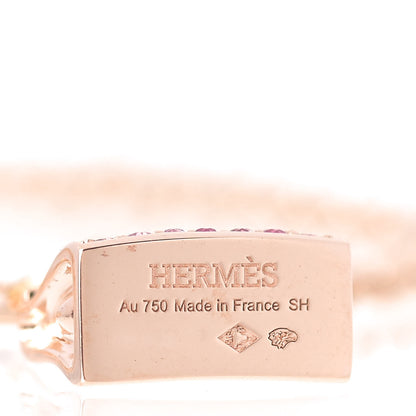 Hermes 18K Rose Gold Pink Sapphire Birkin Amulette Bracelet SH 4 of 5