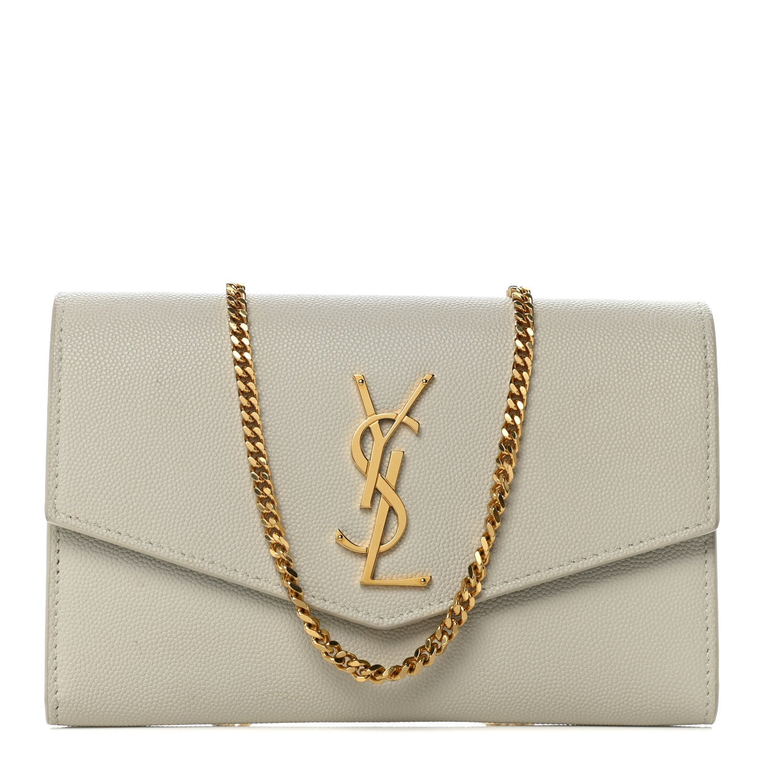 Saint Laurent Grain De Poudre Monogram Uptown Chain Wallet Crema Soft 1 of 11