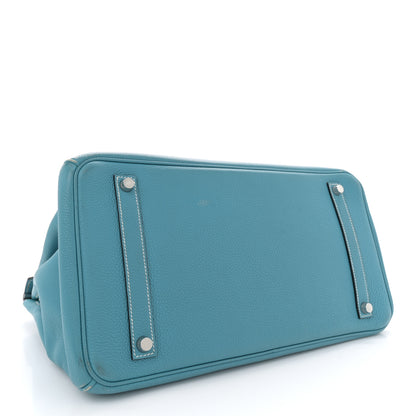 Hermes Taurillon Clemence Birkin 35 Blue Jean 4 of 20