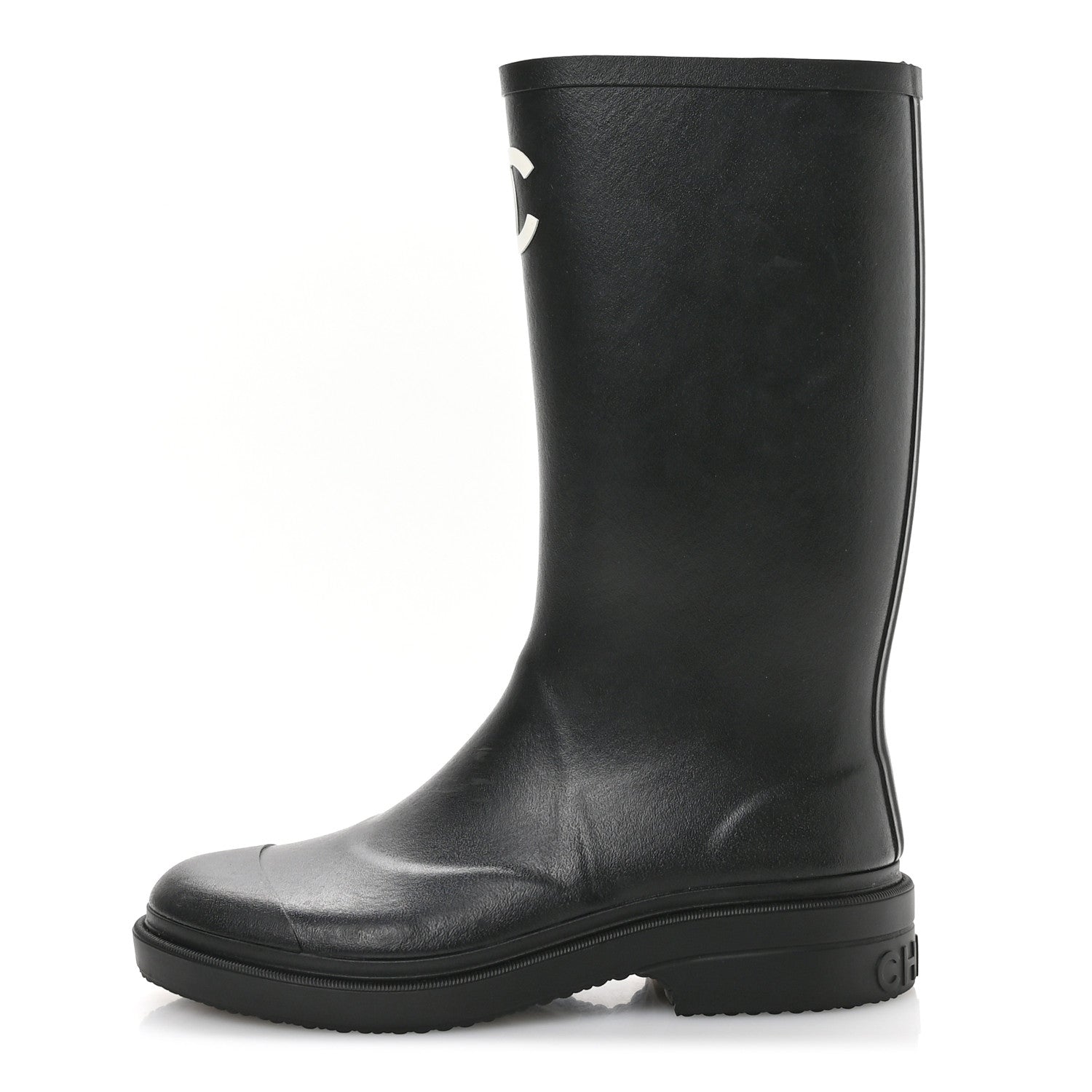Chanel Caoutchouk CC High Boots 38 Black 1 of 9