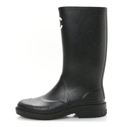 Chanel Caoutchouk CC High Boots 38 Black 1 of 9