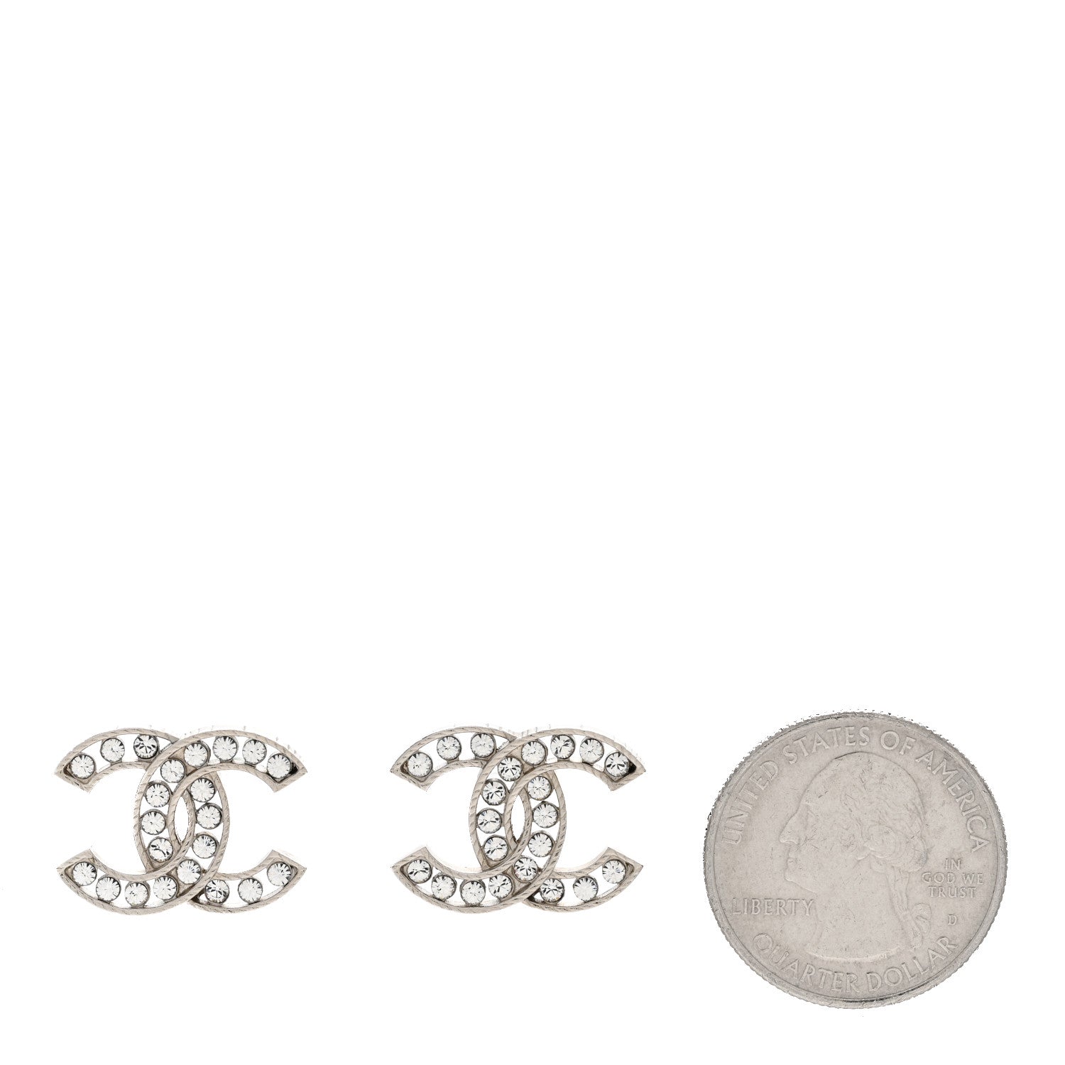 Chanel Crystal CC Chain Earrings Silver 2 of 4