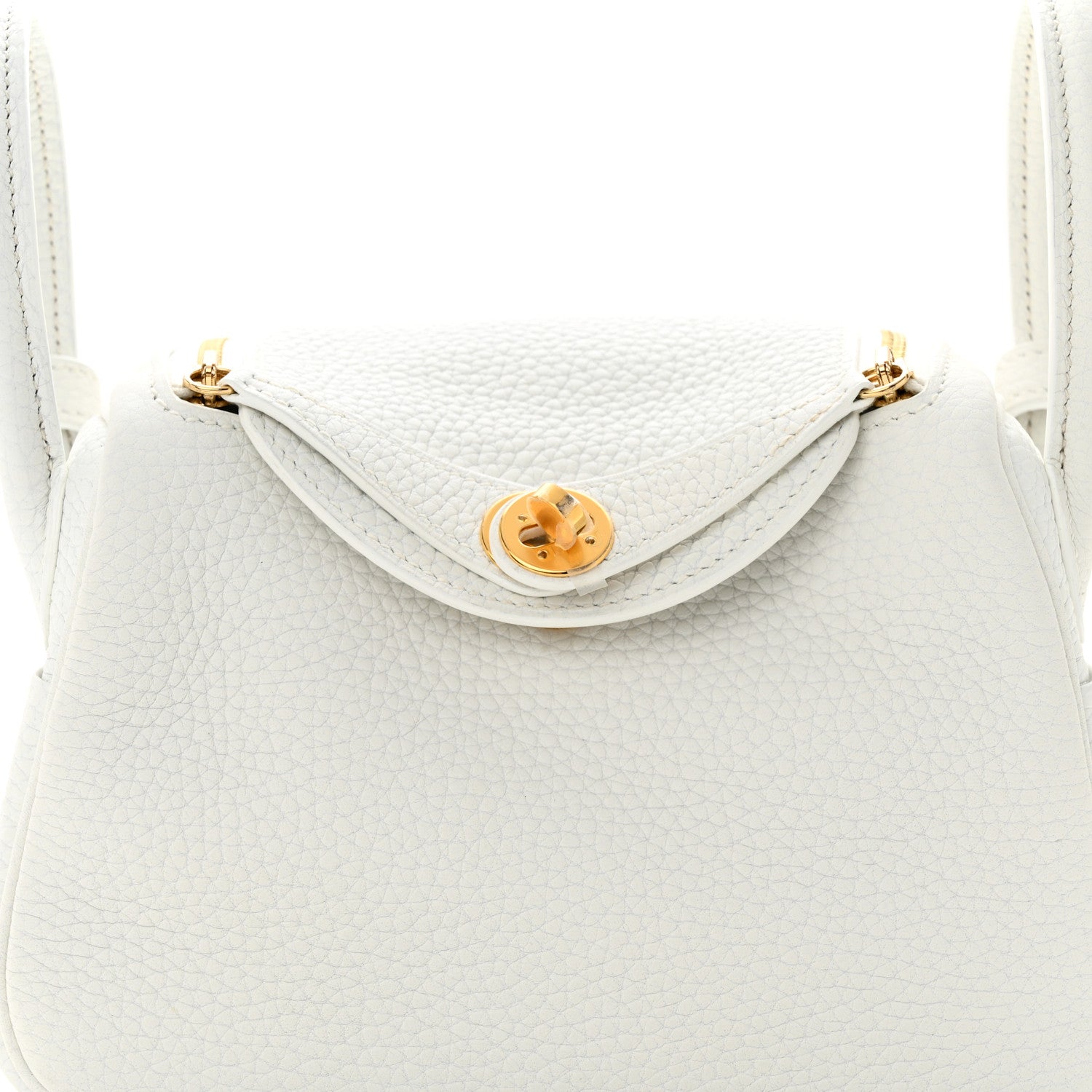 Hermes Taurillon Clemence Mini Lindy 20 New White 8 of 11