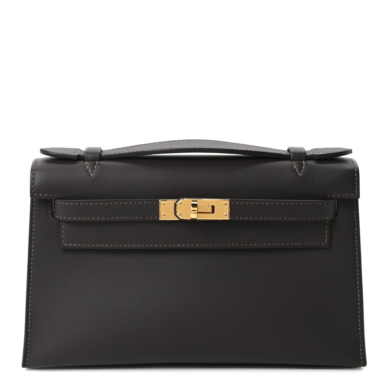 Hermes Swift Kelly Pochette Clutch Bai Brun 1 of 9