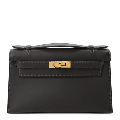 Hermes Swift Kelly Pochette Clutch Bai Brun 1 of 9