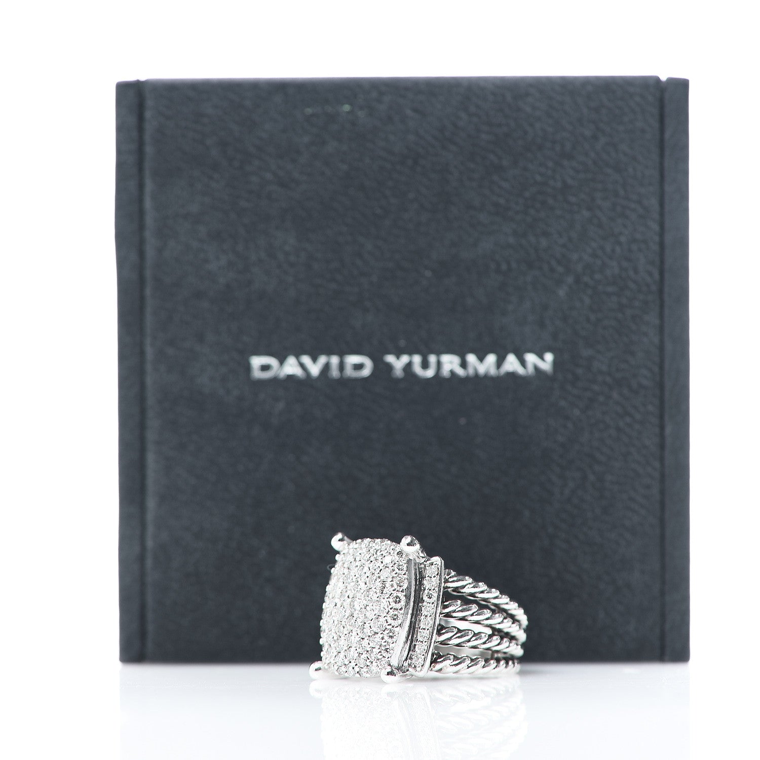 David Yurman Sterling Silver Diamond 16mm Wheaton Ring 52 6 6 of 6