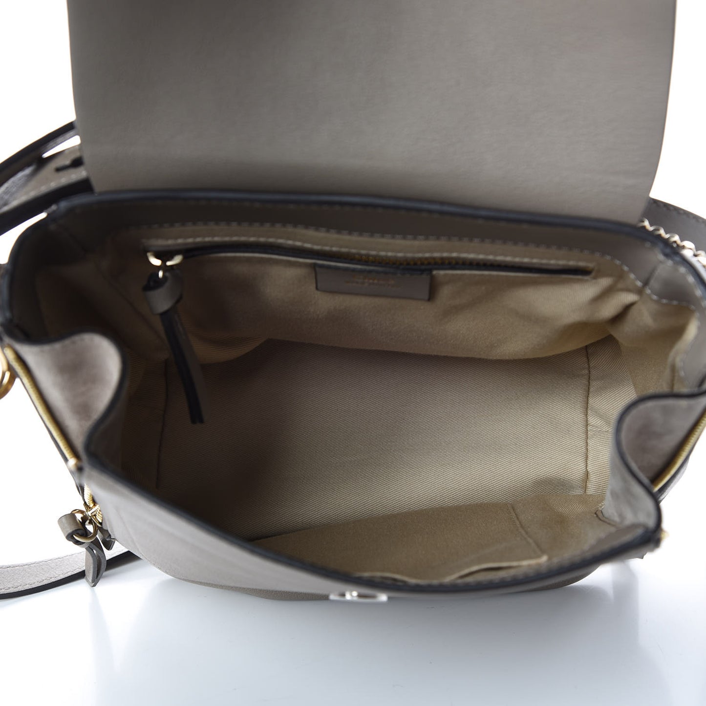 Suede Calfskin Small Faye Backpack Motty Grey