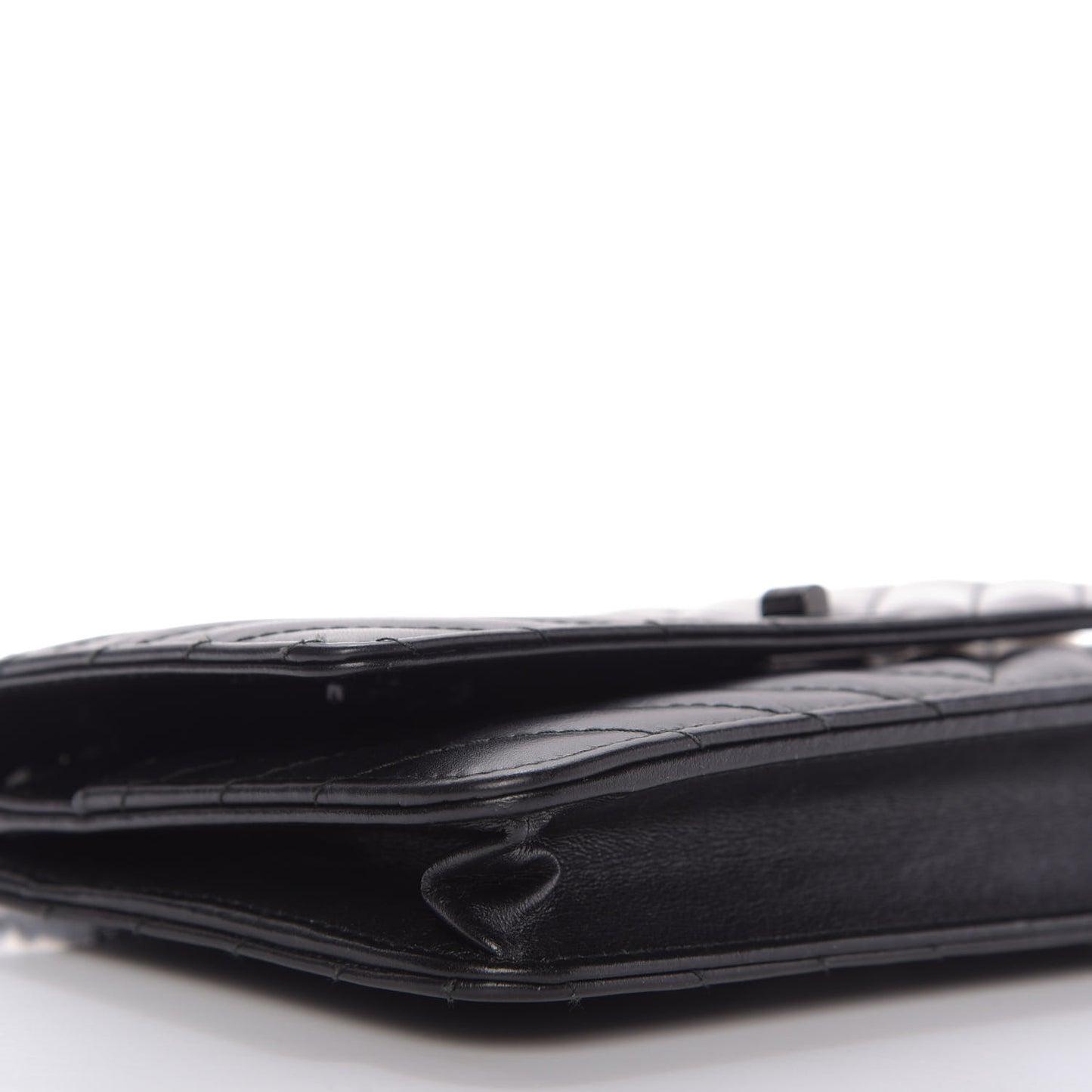 Aged Calfskin Chevron Quilted Reissue Wallet On Chain WOC So Black