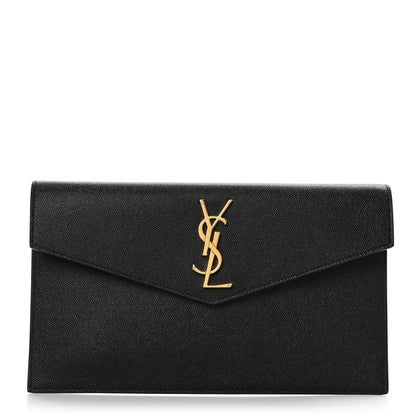 Saint Laurent SAINT LAURENT Grain De Poudre Monogram Uptown Pouch Black 1 of 8