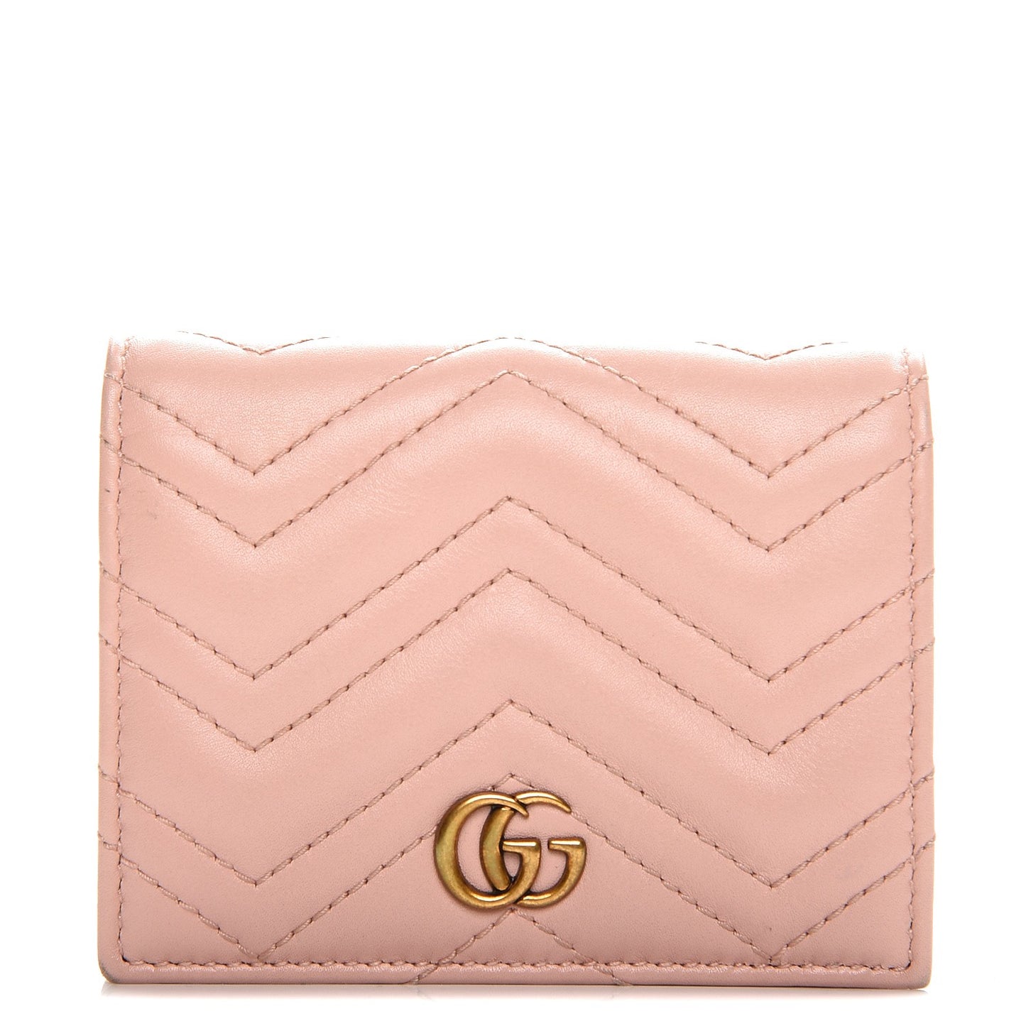 Calfskin Matelasse GG Marmont Card Case Perfect Pink