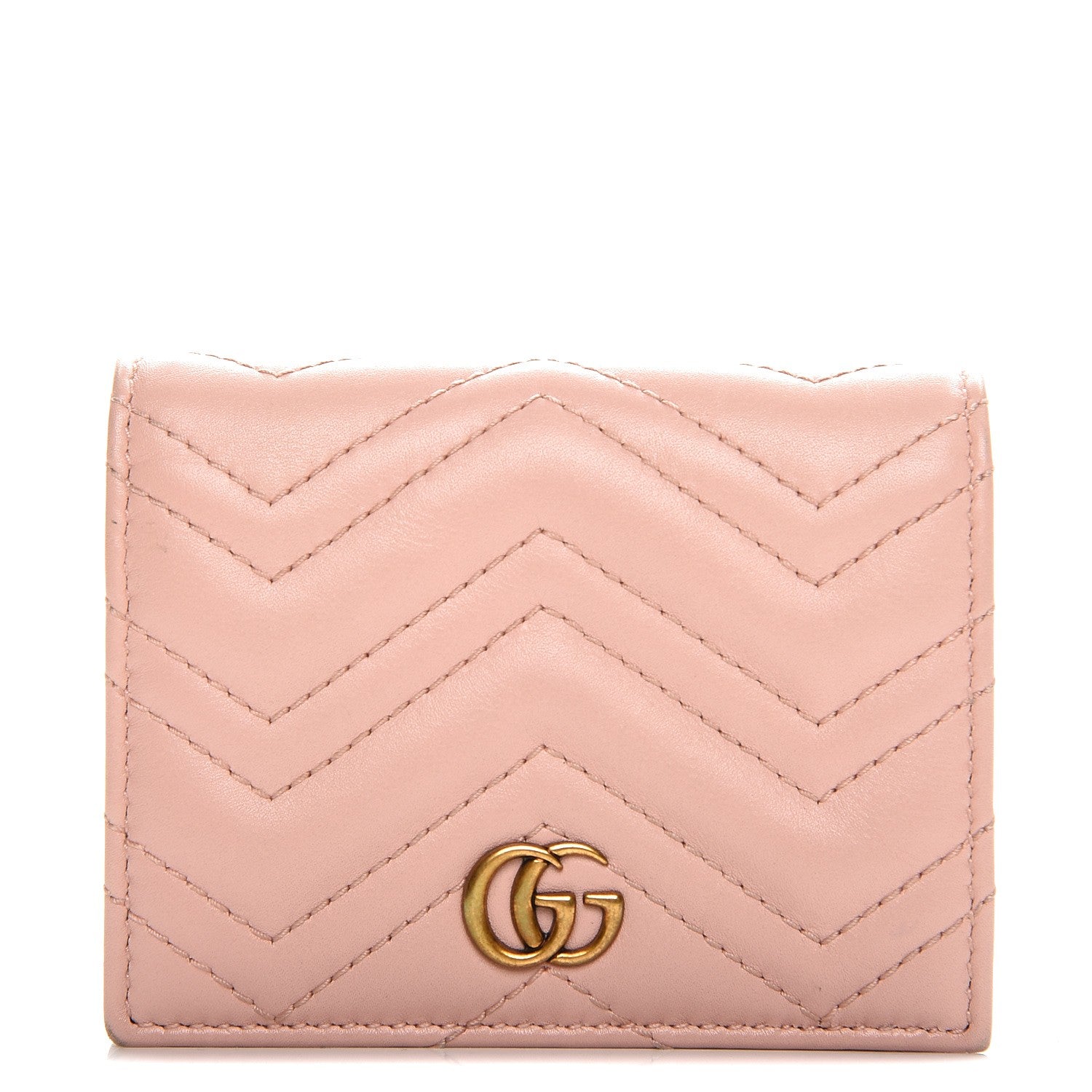 Gucci Calfskin Matelasse GG Marmont Card Case Perfect Pink 1 of 12