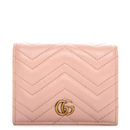 Gucci Calfskin Matelasse GG Marmont Card Case Perfect Pink 1 of 12