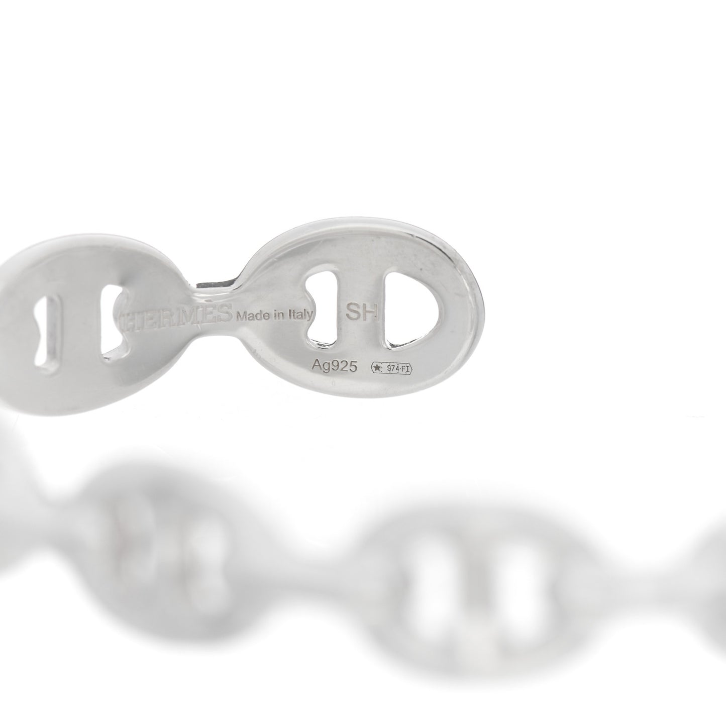 Sterling Silver MM Chaine d'Ancre Enchainee Cuff Bracelet SH