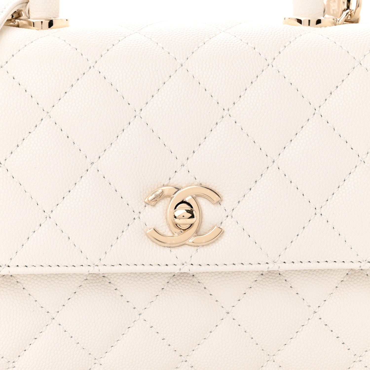 Chanel Caviar Quilted Mini Coco Chain Handle Flap White 8 of 11