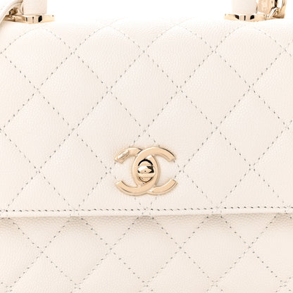 Chanel Caviar Quilted Mini Coco Chain Handle Flap White 8 of 11