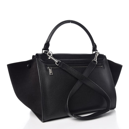 Celine Drummed Calfskin Suede Medium Trapeze Black 4 of 10
