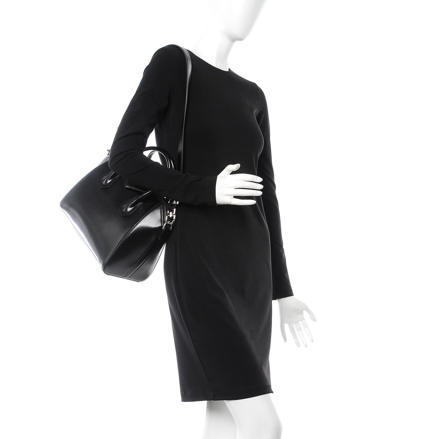 Shiny Lord Calfskin Small Antigona Black