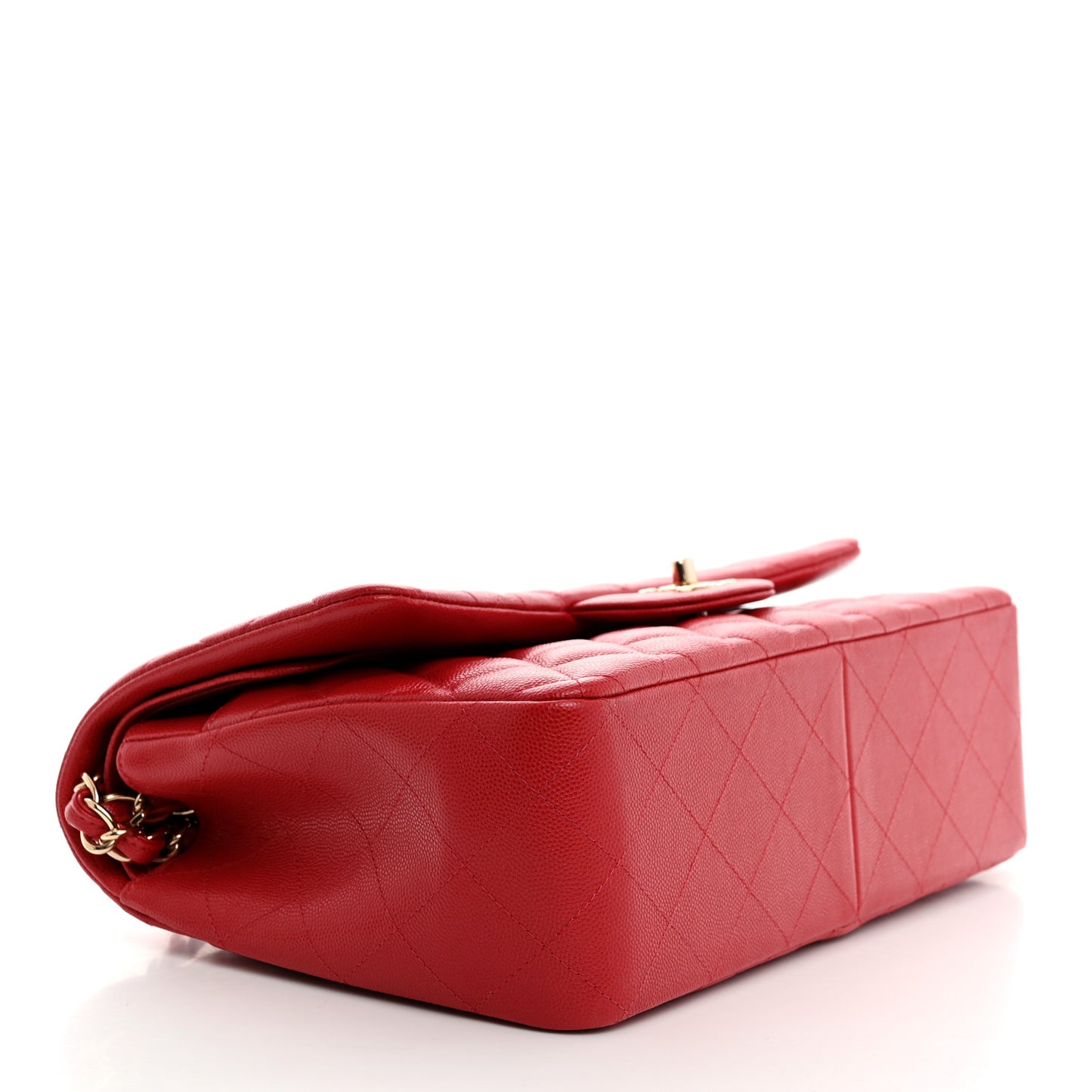 Caviar Quilted Jumbo Double Flap Red