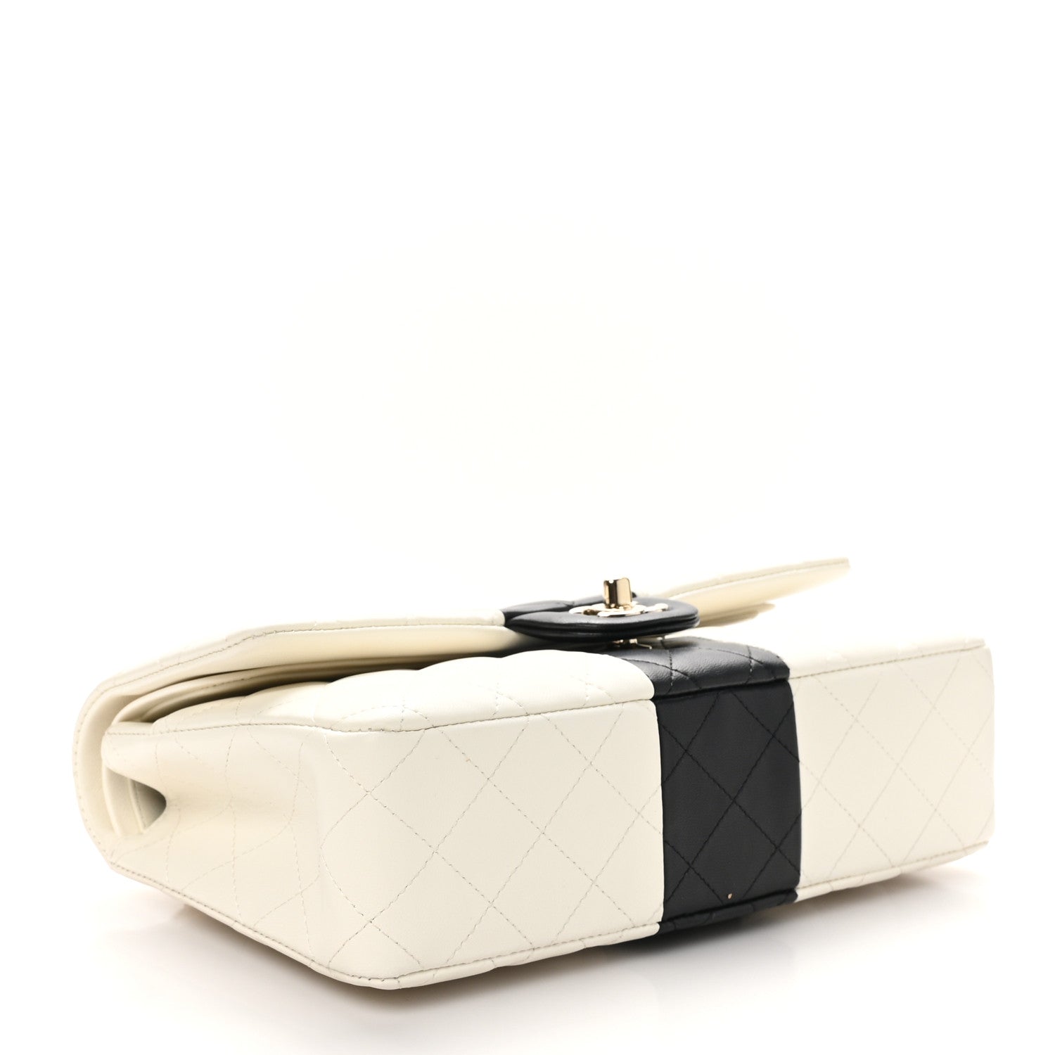 Chanel Lambskin Quilted Medium Double Flap White Black 4 of 10