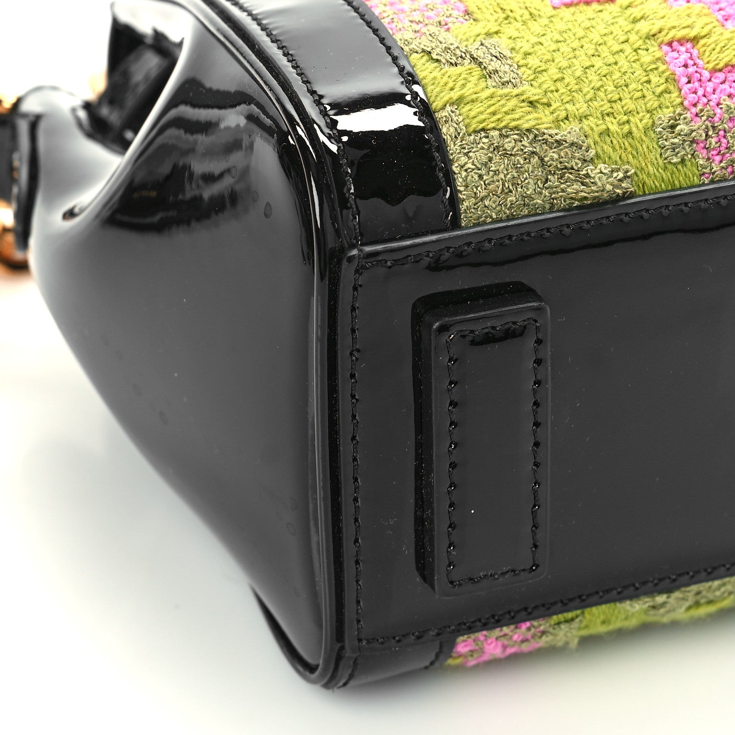 Versace Patent Calfskin Tweed Houndstooth Medusa Small Top Handle Handbag Multicolor 7 of 8