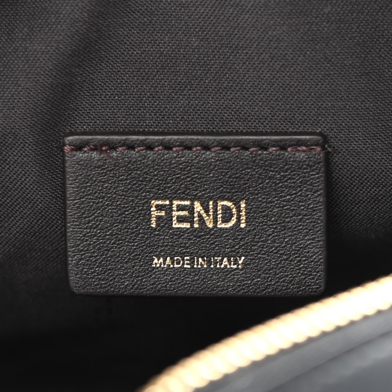 Fendi Glazed Fabric Vitello Century FF 1974 Stamp Patch Mini Camera Case Mogano Panna Black 6 of 9