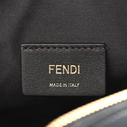 Fendi Glazed Fabric Vitello Century FF 1974 Stamp Patch Mini Camera Case Mogano Panna Black 6 of 9
