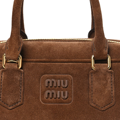 Miu Miu Suede Padded Regular Arcadie Top Handle Bag Cacao 7 of 9