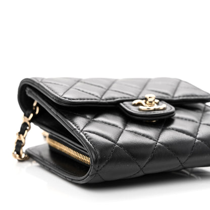 Chanel Lambskin Quilted Wallet With Chain Black 11 of 13