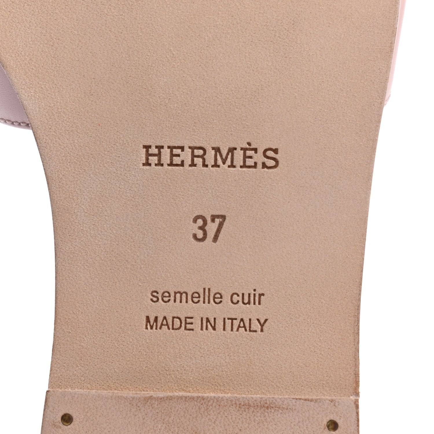 Hermes Box Calfskin Oran Sandals 37 Rose Pale 6 of 8