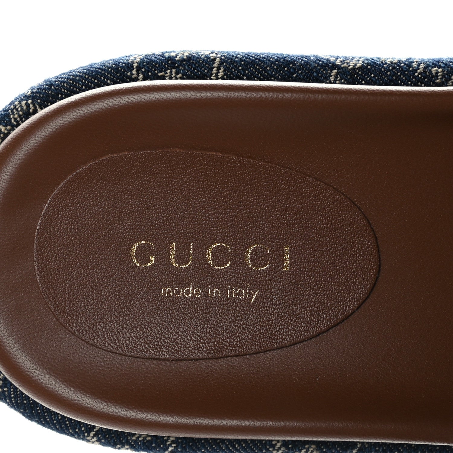 Gucci New Denim GG Monogram Angelina Platform 55mm Slide Sandals 35.5 Blue Tea 7 of 9