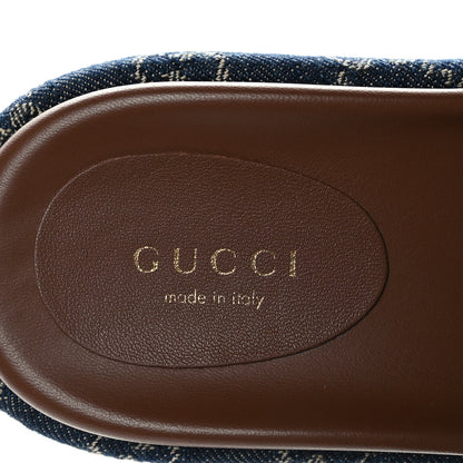 Gucci New Denim GG Monogram Angelina Platform 55mm Slide Sandals 35.5 Blue Tea 7 of 9