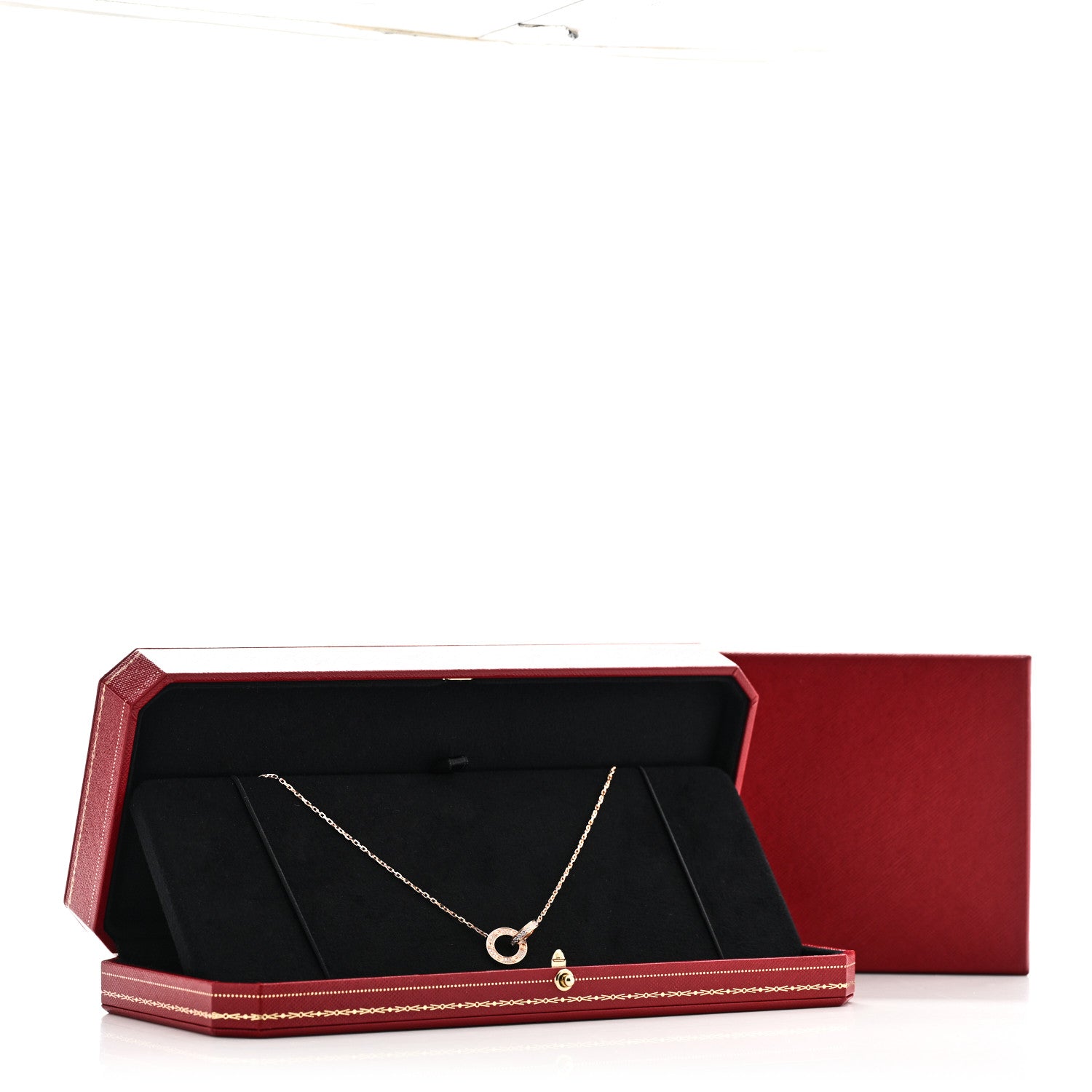 Cartier 18K Pink Gold Diamond Interlocking LOVE Paved Necklace 6 of 6