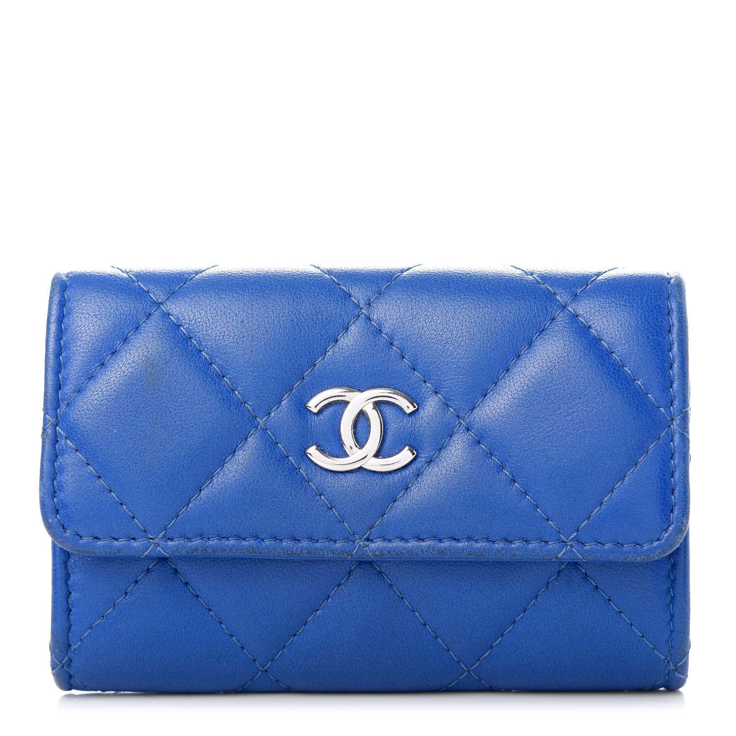 Chanel Lambskin Quilted Flap Card Holder Blue 1 of 9