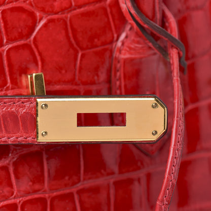 Hermes Shiny Porosus Crocodile Birkin 35 Braise 21 of 31