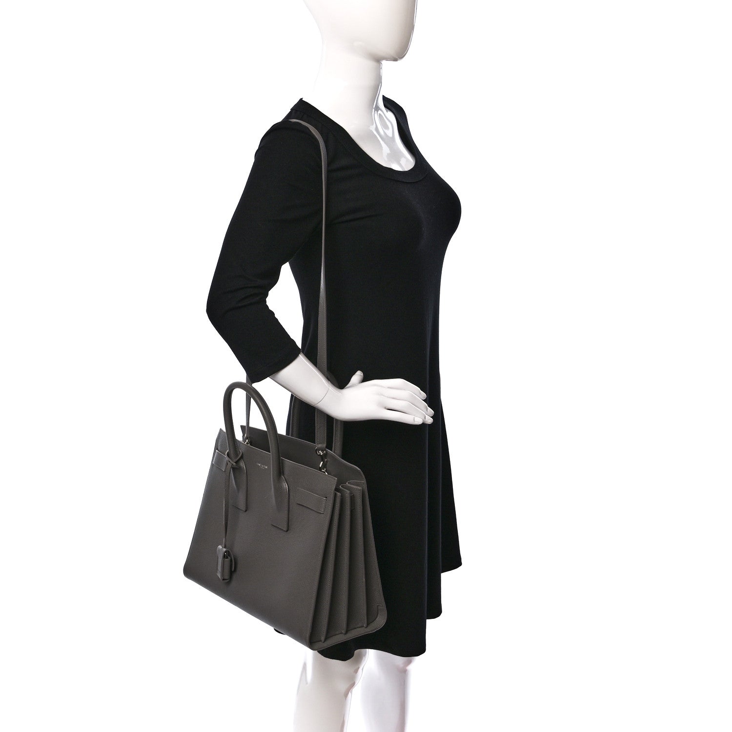 Saint Laurent Grained Calfskin Small Sac De Jour Fog 2 of 10