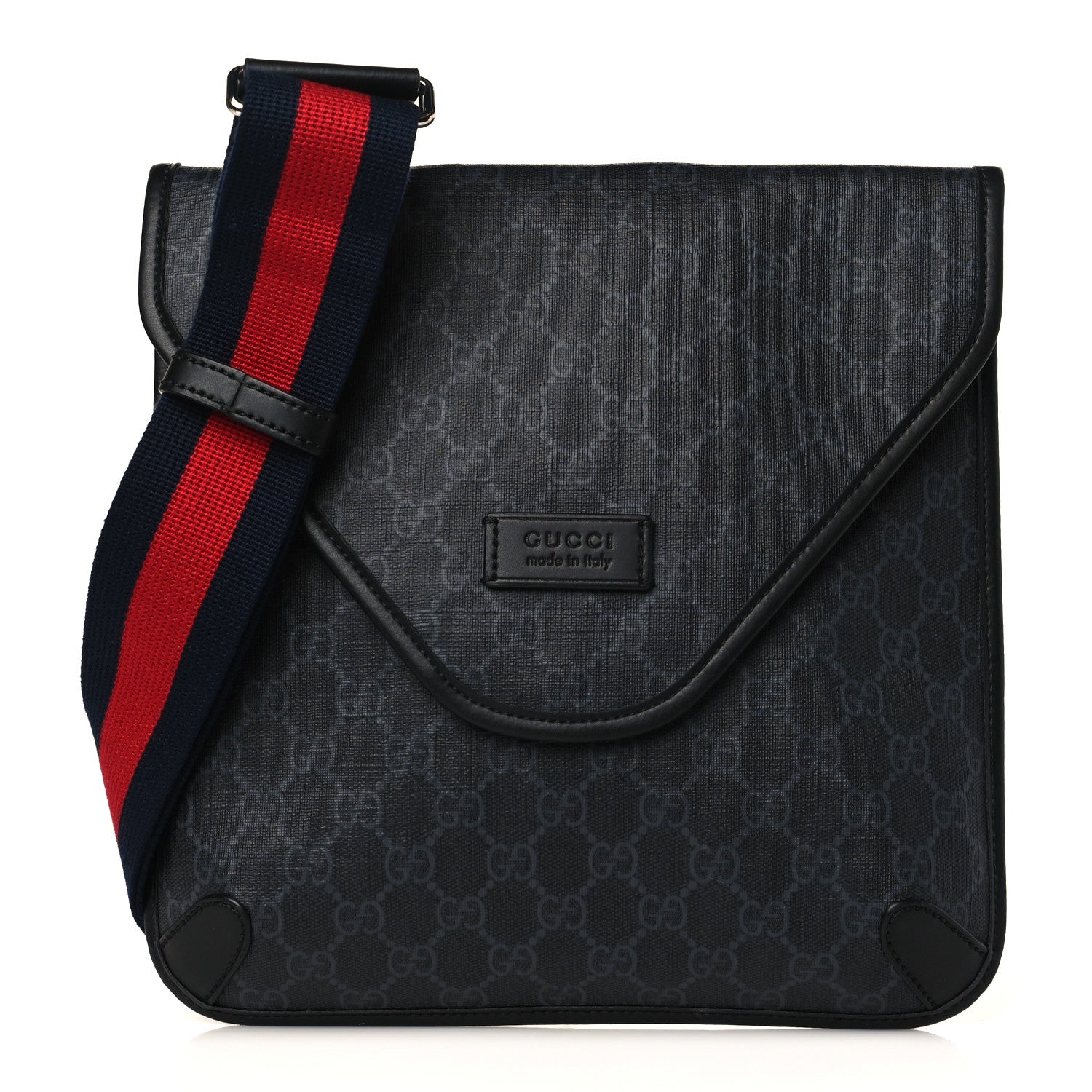 Gucci GG Supreme Monogram Web Medium Messenger Bag Black Grey 1 of 8