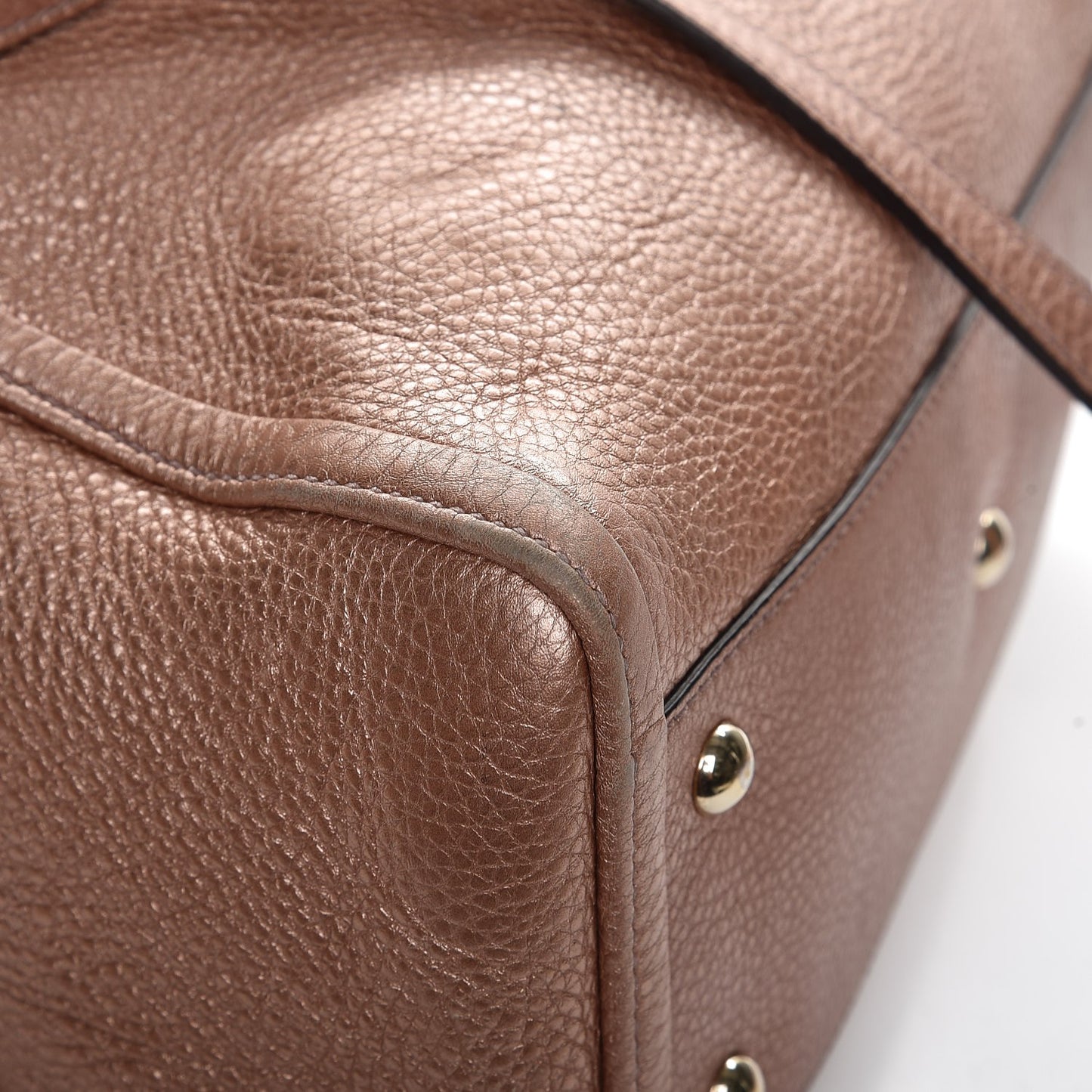 Metallic Pebbled Calfskin Small Soho Shoulder Bag Pink