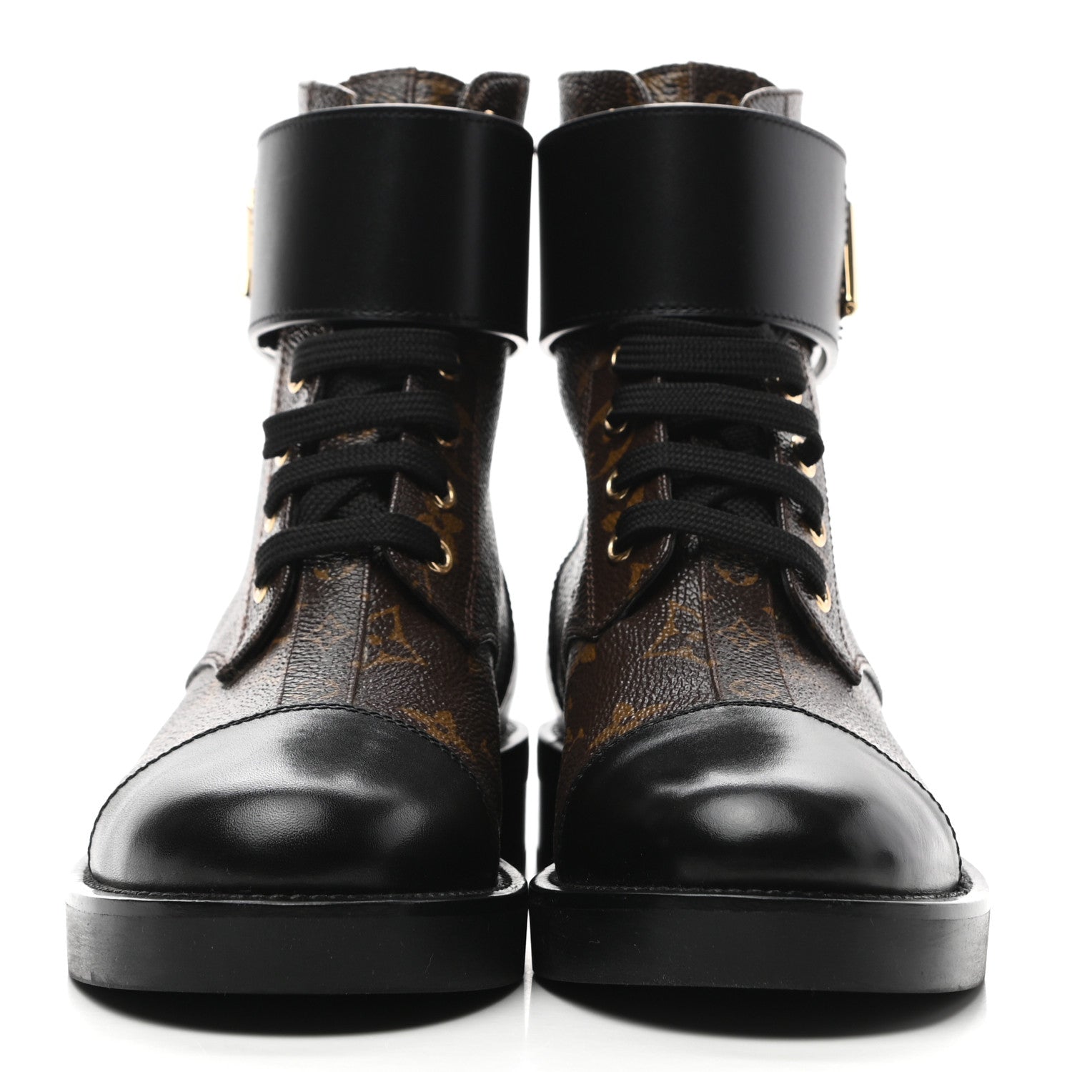 Louis Vuitton Monogram Calfskin Wonderland Flat Ranger Boots 35.5 Black 2 of 9