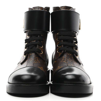 Louis Vuitton Monogram Calfskin Wonderland Flat Ranger Boots 35.5 Black 2 of 9