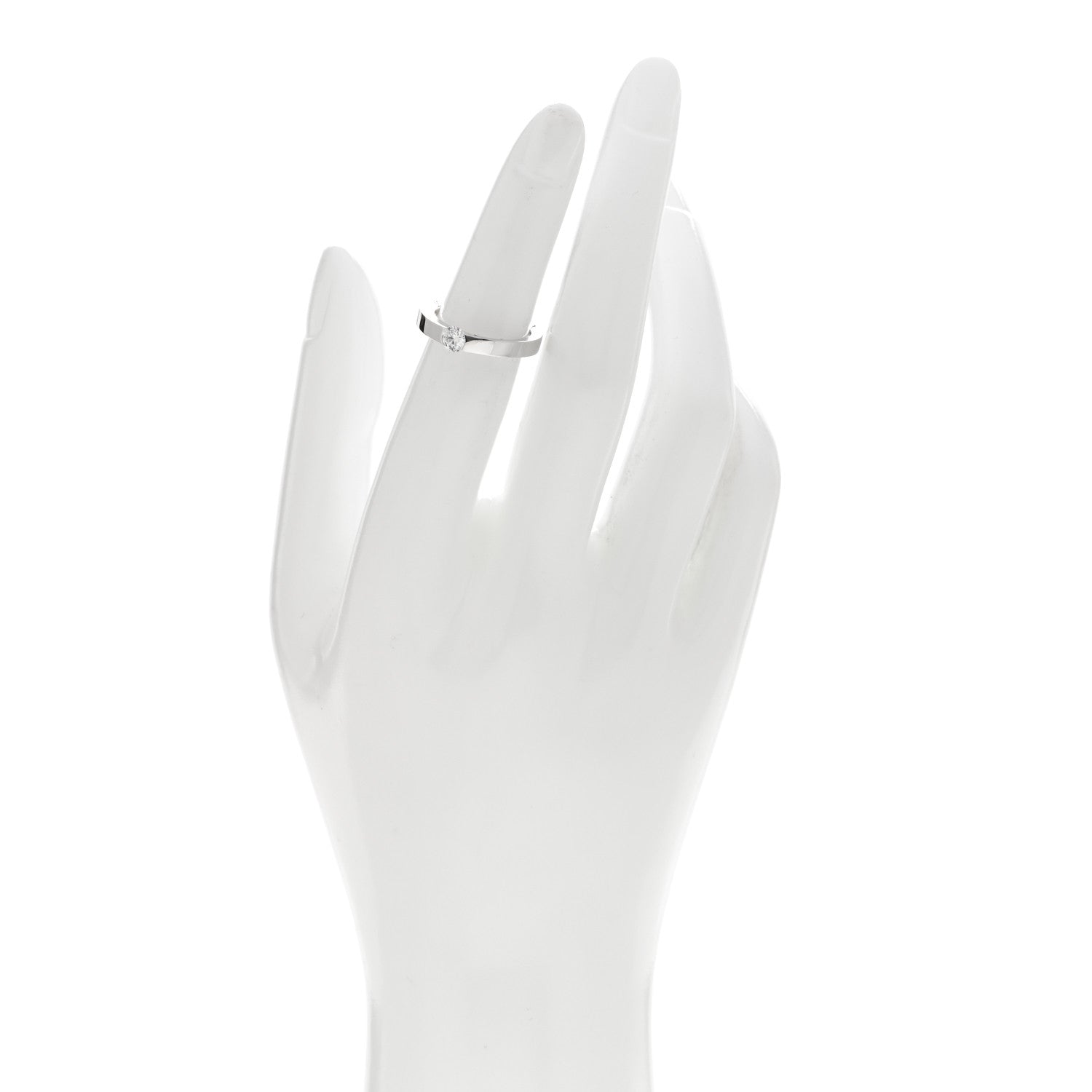 Cartier 18K White Gold Diamond .24ct Date Solitaire Ring 48 4.5 2 of 5