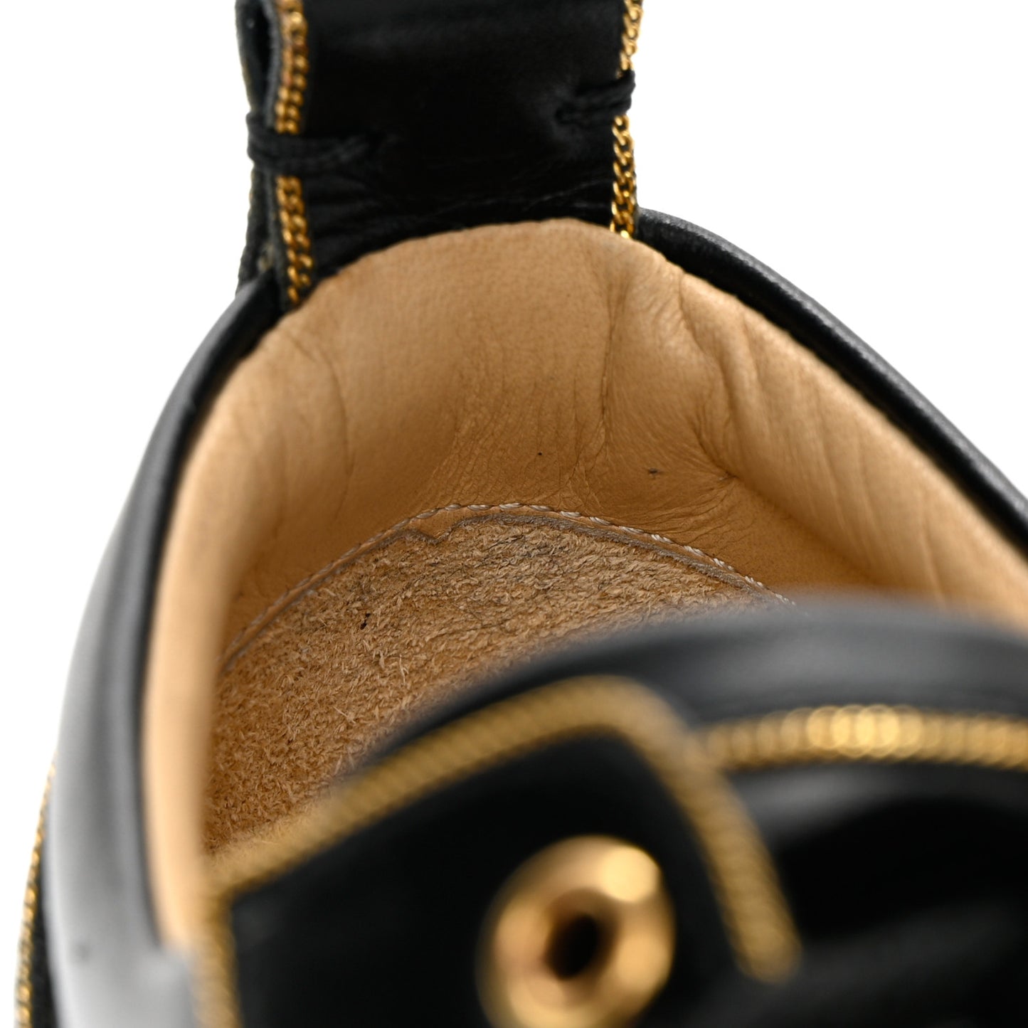 Calfskin Spikes Womens Rush Flat Sneakers 36.5 Black Gold