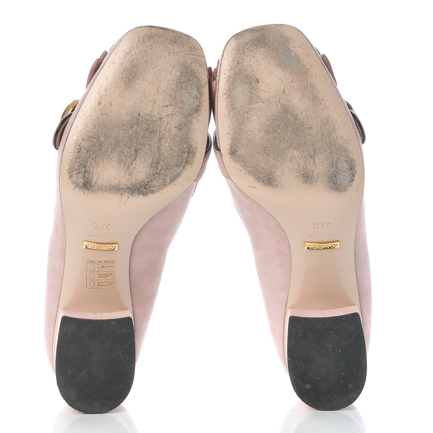 Gucci Kid Scamosciato GG Marmont Fringe 50mm Loafer Pumps 37.5 Crystal Pink 7 of 11