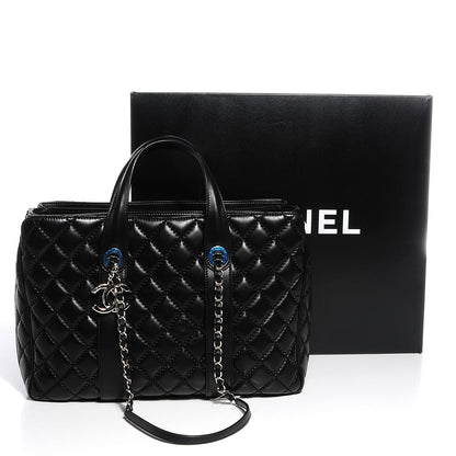 Chanel Lambskin Quilted Large Easy Carry Shopping Tote Black 6 of 9