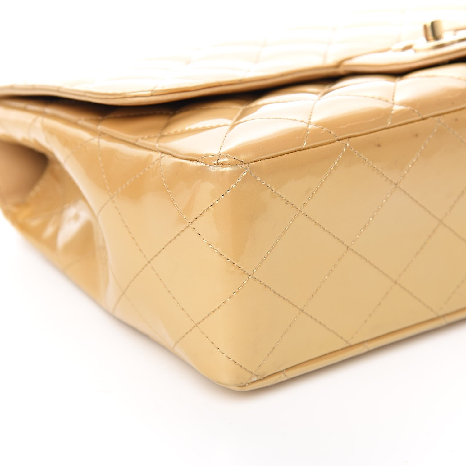 Chanel Patent Quilted Jumbo Single Flap Beige 7 of 12