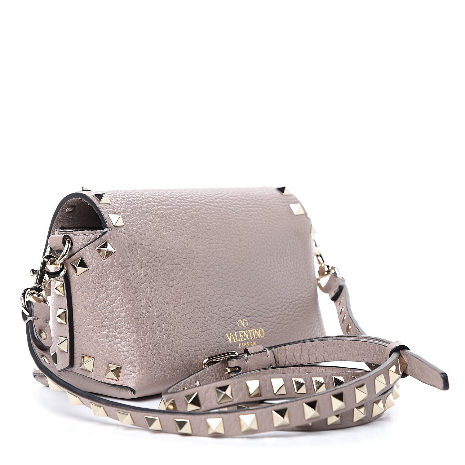 Valentino Garavani Pebbled Calfskin Mini Rockstud Crossbody Bag Poudre 3 of 13