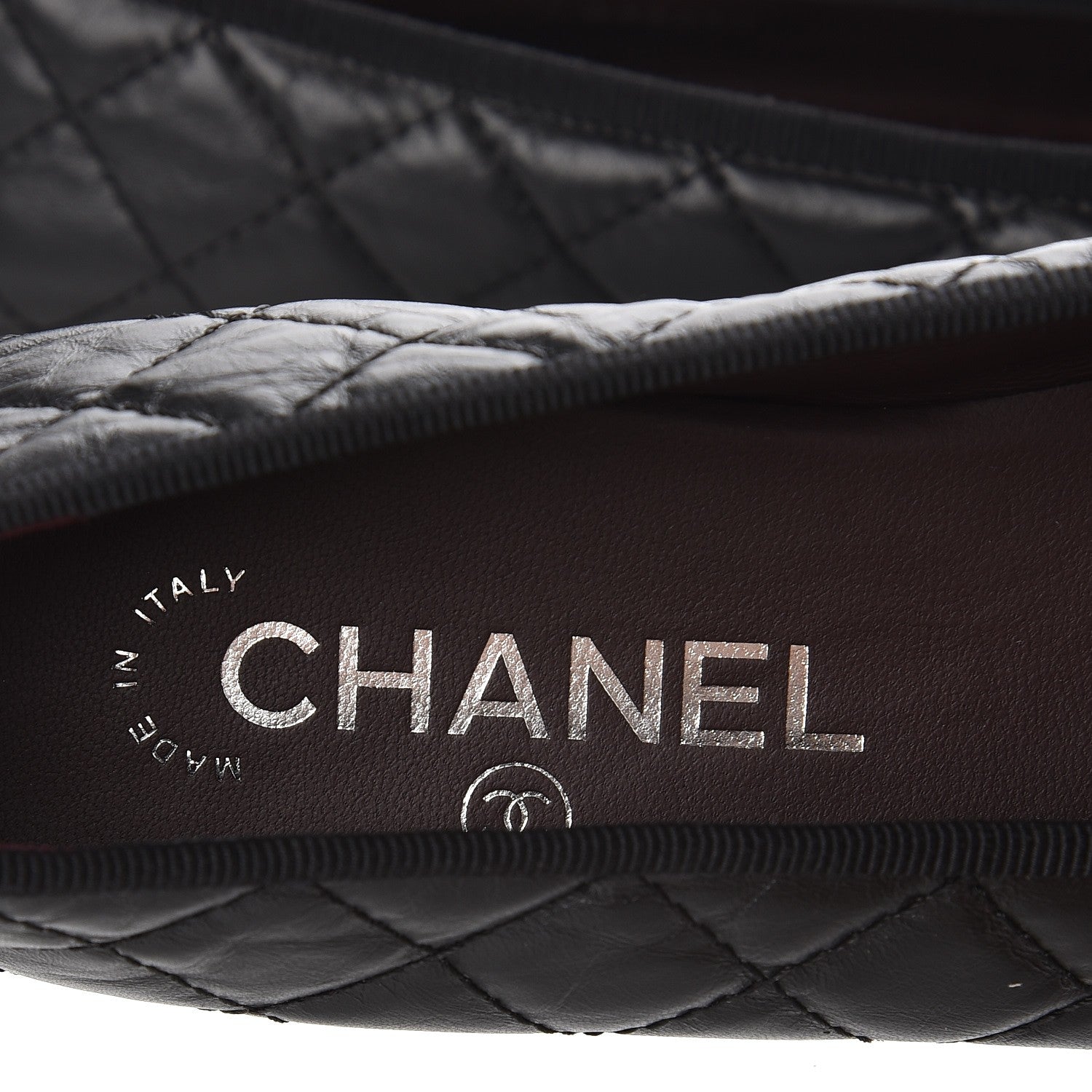 Chanel Aged Calfskin Quilted Cap Toe Ballerina Flats 37.5 Black 8 of 9
