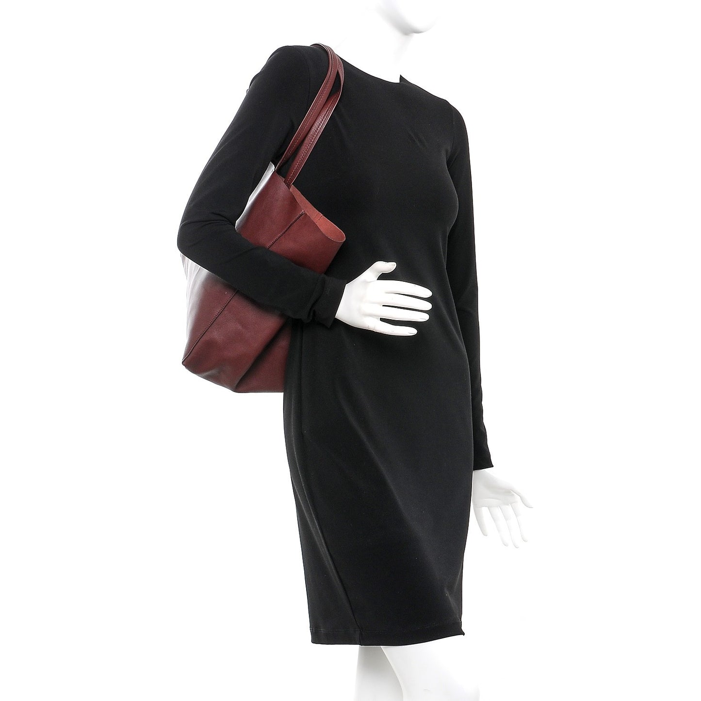 Lambskin Medium Horizontal Cabas Burgundy