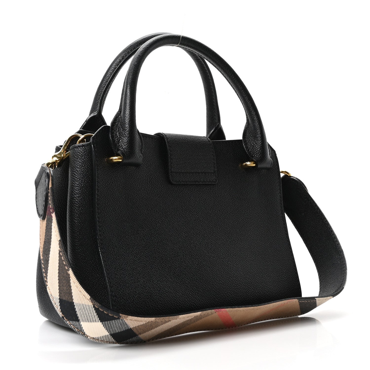Burberry Soft Grain Calfskin Small Buckle Tote Black 2 of 10