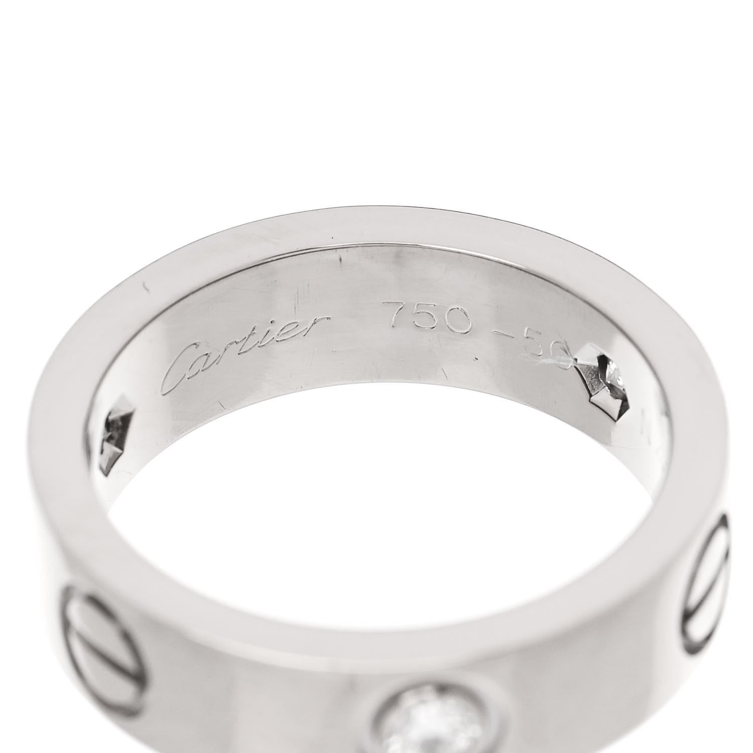 Cartier 18K White Gold 3 Diamond 5.5mm LOVE Ring 50 5.5 5 of 6
